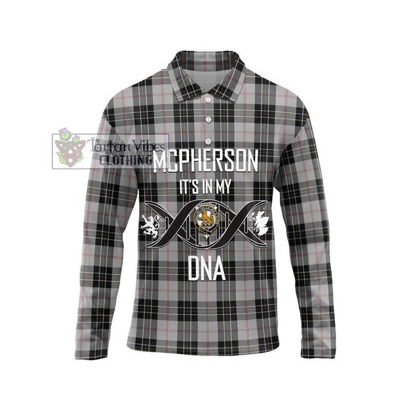 McPherson Dress Tartan Long Sleeve Polo Shirt with Family Crest DNA In Me Style