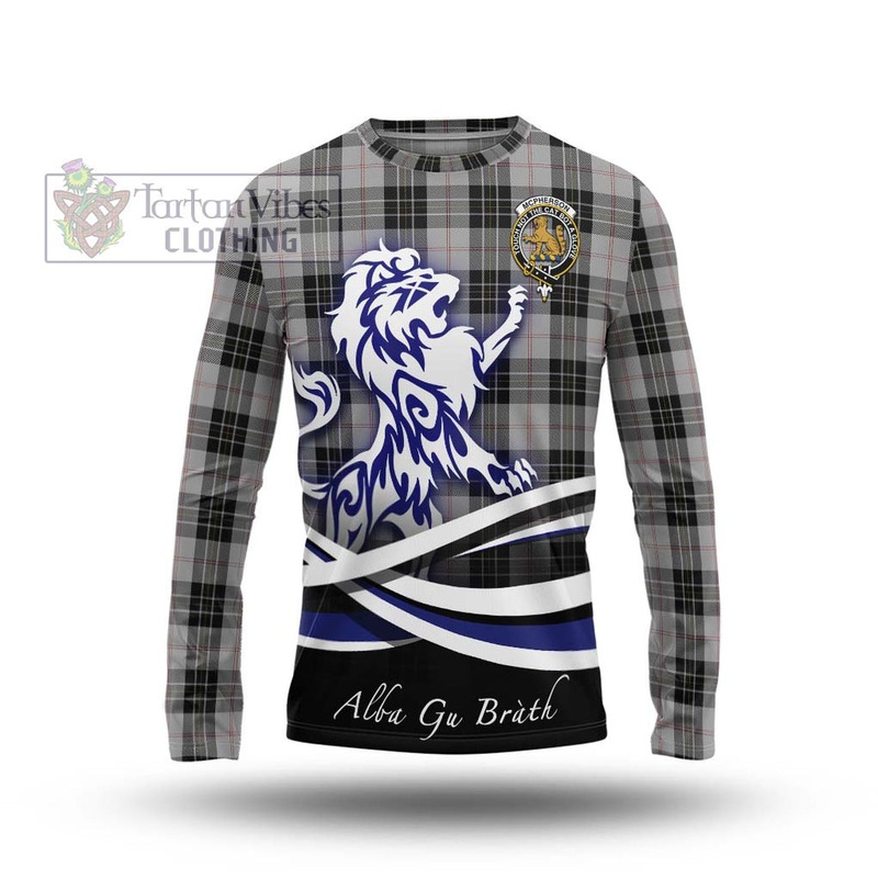 McPherson Dress Tartan Long Sleeve T-Shirt with Alba Gu Brath Regal Lion Emblem