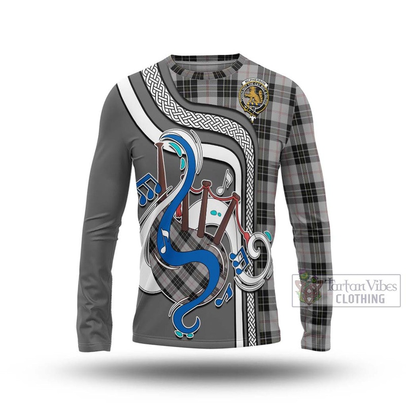 McPherson Dress Tartan Long Sleeve T-Shirt with Epic Bagpipe Style