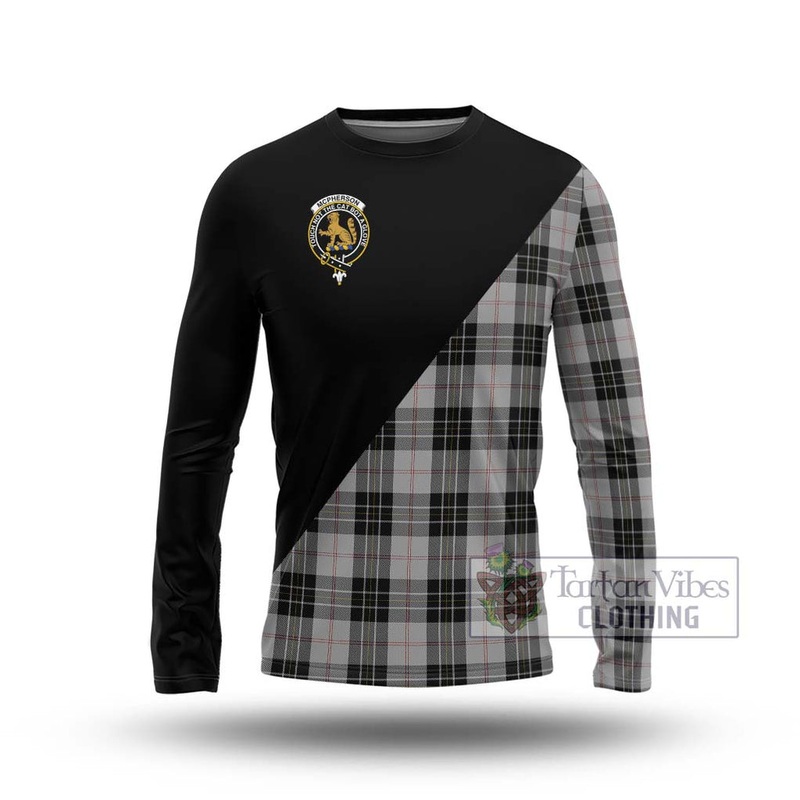 McPherson Dress Tartan Long Sleeve T-Shirt with Family Crest and Military Logo Style