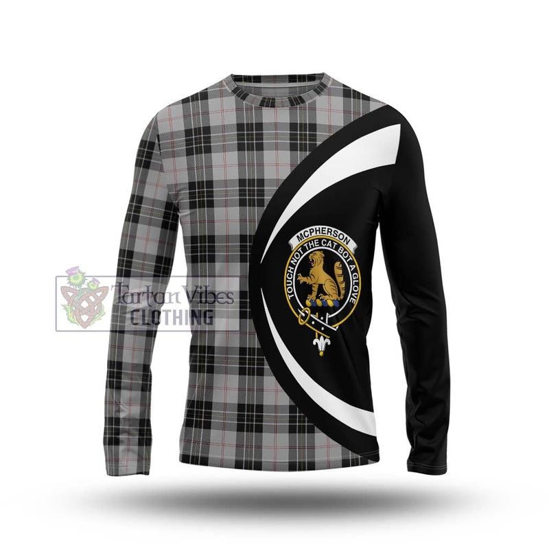 McPherson Dress Tartan Long Sleeve T-Shirt with Family Crest Circle Style