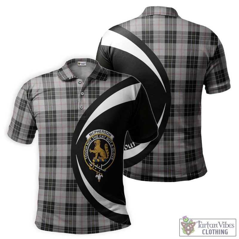 McPherson Dress Tartan Men's Polo Shirt with Family Crest Circle Style