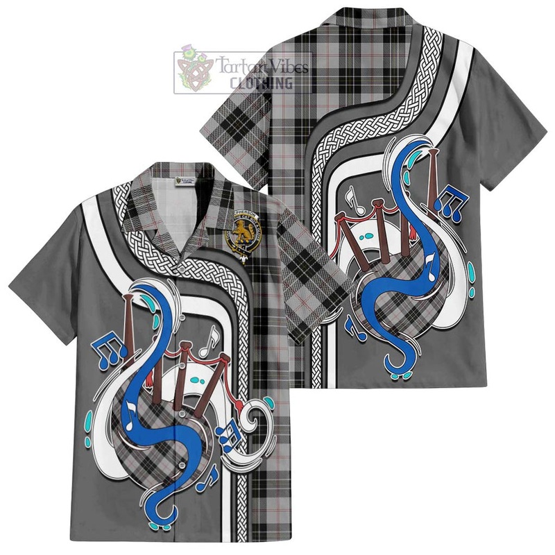 McPherson Dress Tartan Short Sleeve Button Shirt with Epic Bagpipe Style