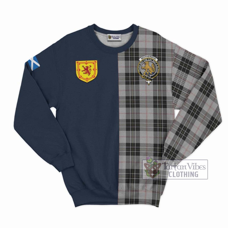 McPherson Dress Tartan Sweatshirt Alba with Scottish Lion Royal Arm Half Style