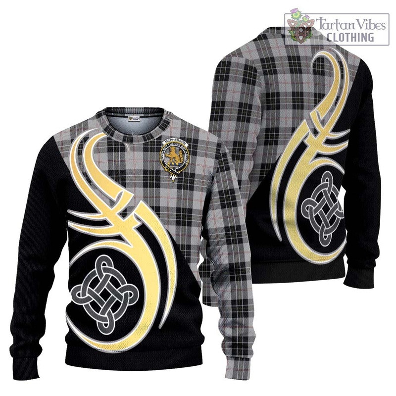 McPherson Dress Tartan Ugly Sweater with Family Crest and Celtic Symbol Style