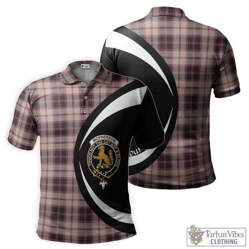 McPherson Hunting Ancient Tartan Men's Polo Shirt with Family Crest Circle Style