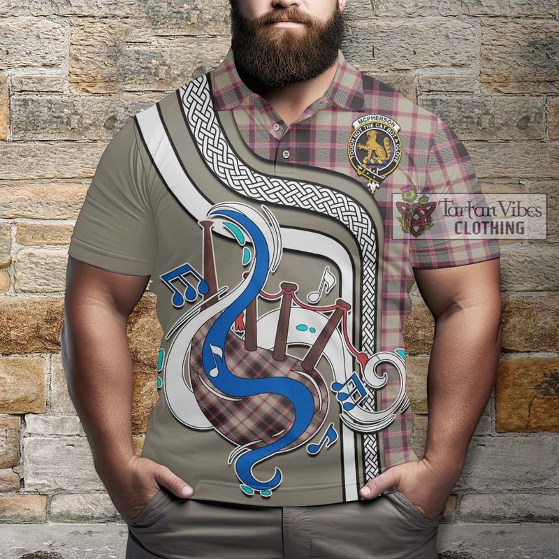 McPherson Hunting Ancient Tartan Polo Shirt with Epic Bagpipe Style
