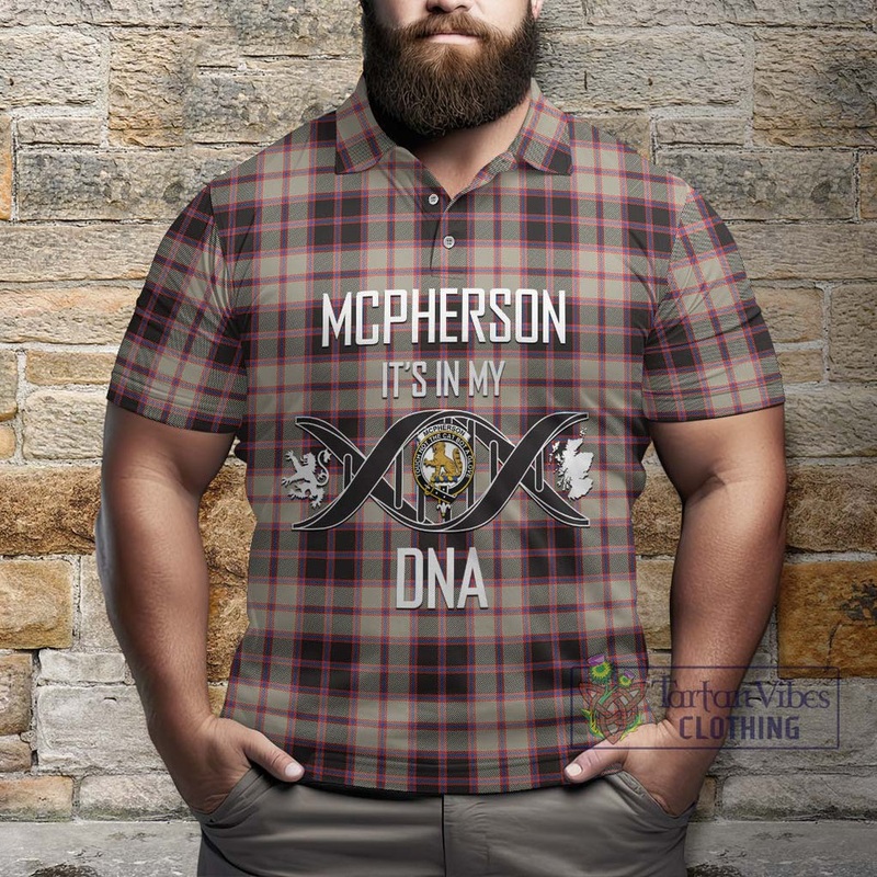 McPherson Hunting Ancient Tartan Polo Shirt with Family Crest DNA In Me Style