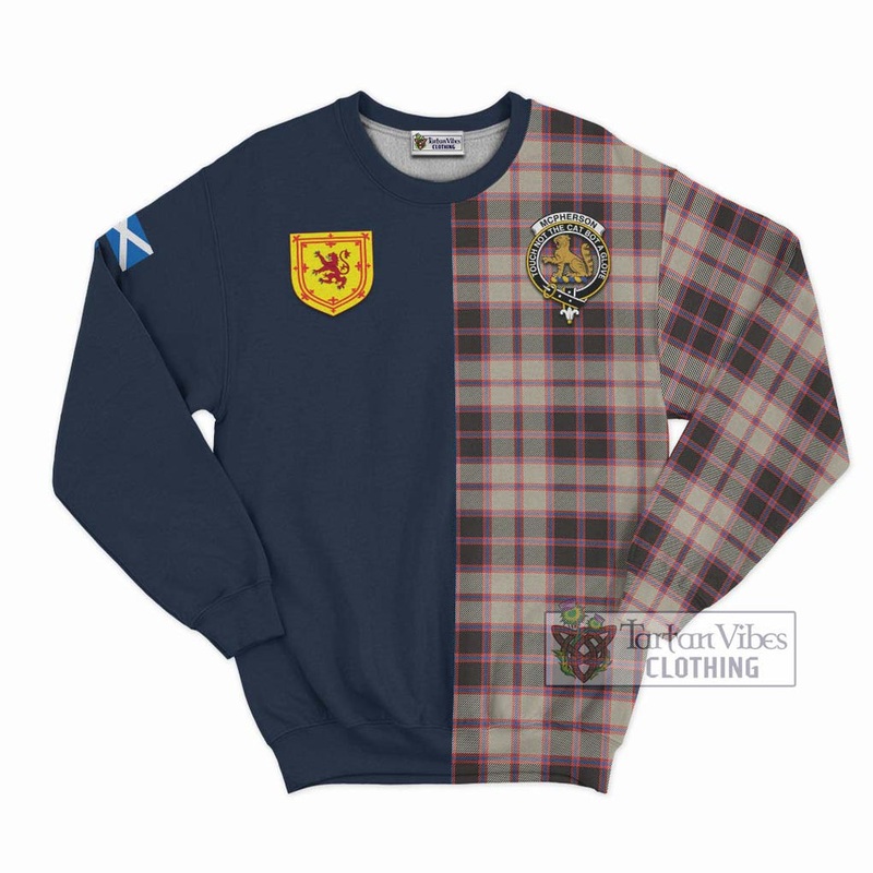 McPherson Hunting Ancient Tartan Sweatshirt Alba with Scottish Lion Royal Arm Half Style