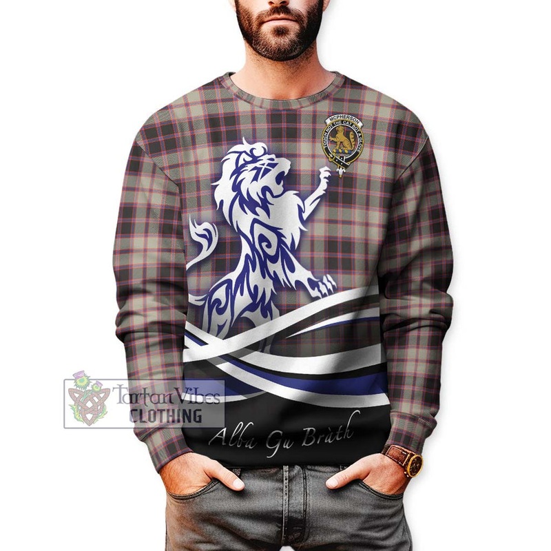 McPherson Hunting Ancient Tartan Sweatshirt with Alba Gu Brath Regal Lion Emblem