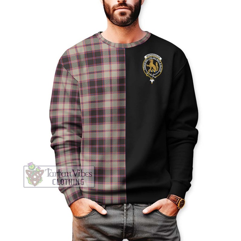 McPherson Hunting Ancient Tartan Sweatshirt with Family Crest and Half Of Me Style