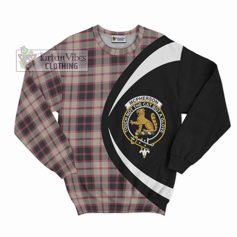 McPherson Hunting Ancient Tartan Sweatshirt with Family Crest Circle Style