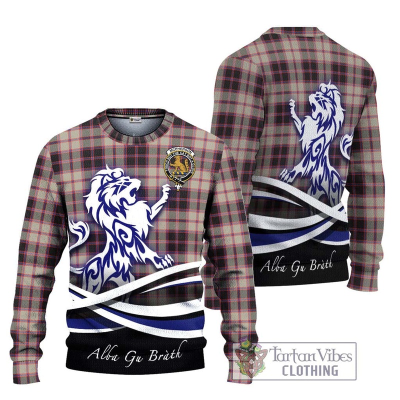 McPherson Hunting Ancient Tartan Ugly Sweater with Alba Gu Brath Regal Lion Emblem