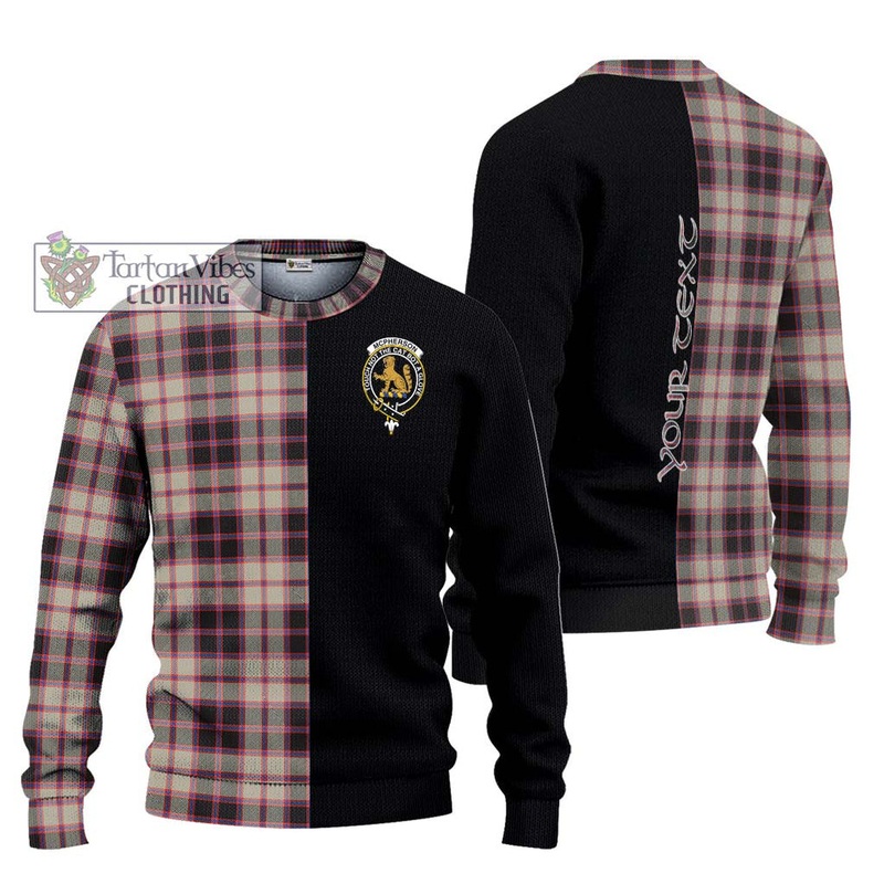 McPherson Hunting Ancient Tartan Ugly Sweater with Family Crest and Half Of Me Style