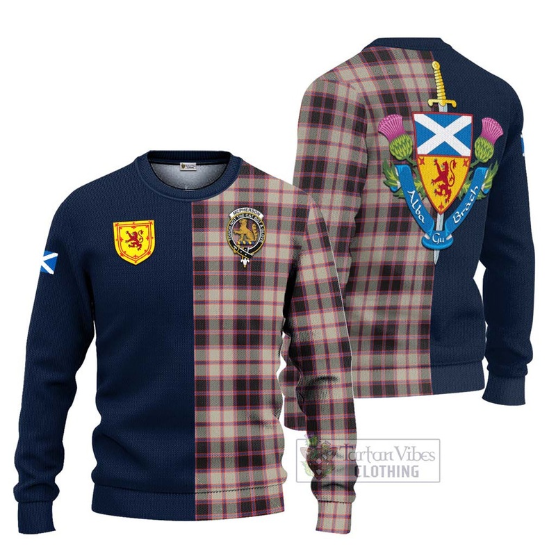 McPherson Hunting Ancient Tartan Ugly Sweater with Scottish Lion Royal Arm Half Style