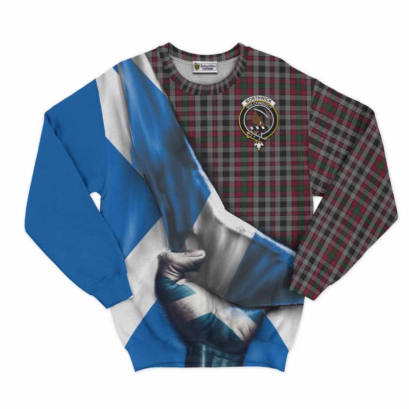 Borthwick Tartan Sweatshirt with Family Crest Scotland Patriotic Style