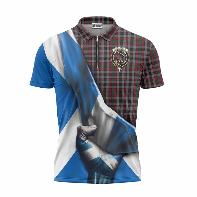 Borthwick Tartan Zipper Polo Shirt with Family Crest Scotland Patriotic Style