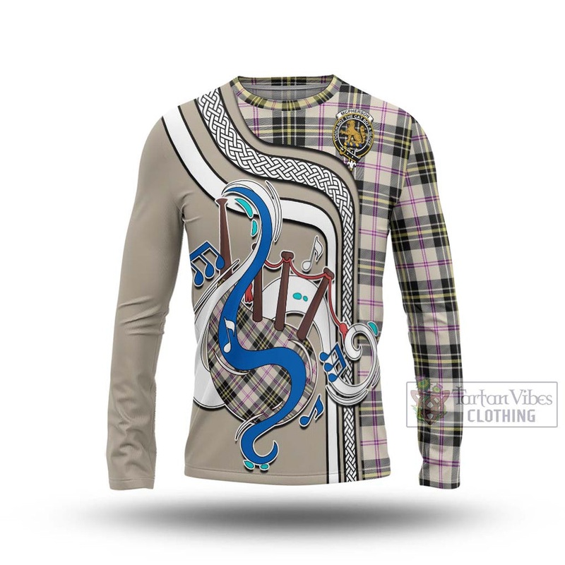 McPherson Dress Ancient Tartan Long Sleeve T-Shirt with Epic Bagpipe Style