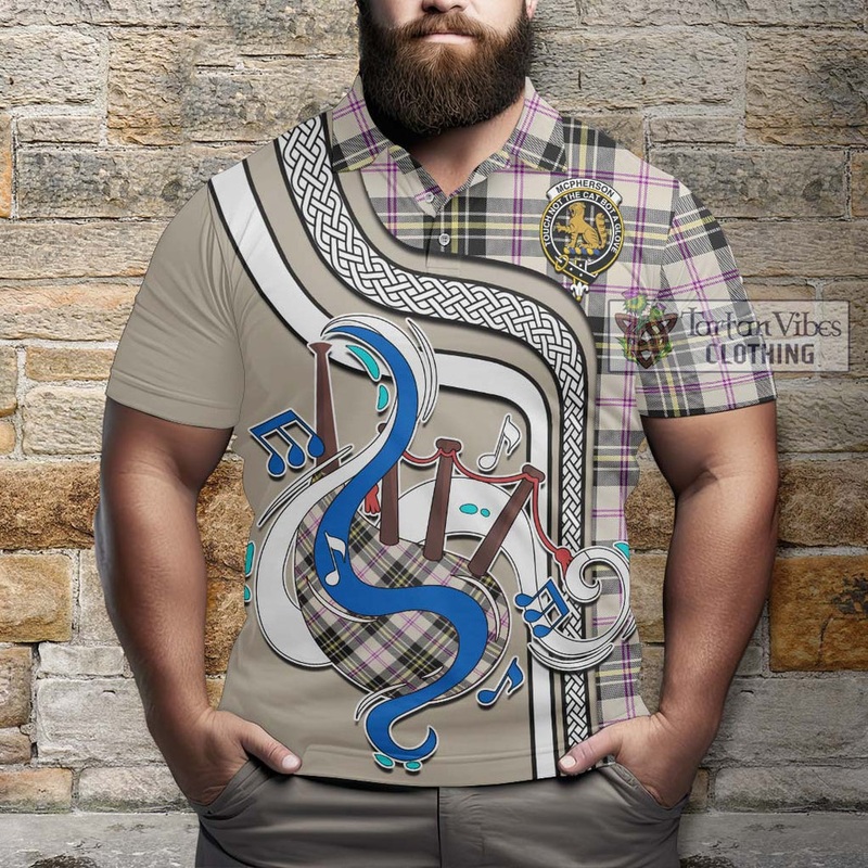 McPherson Dress Ancient Tartan Polo Shirt with Epic Bagpipe Style