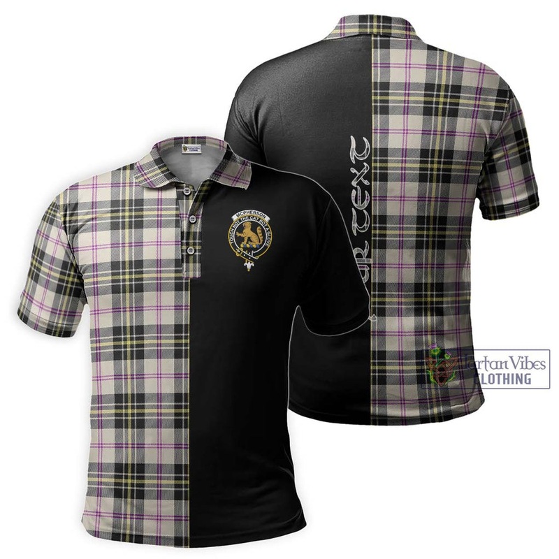 McPherson Dress Ancient Tartan Polo Shirt with Family Crest and Half Of Me Style