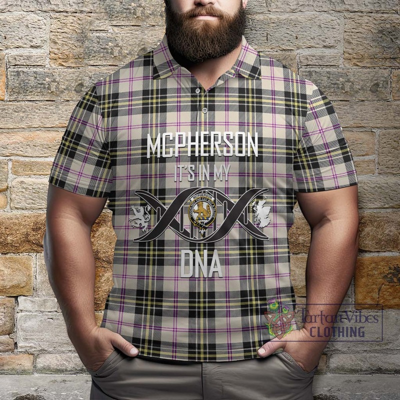 McPherson Dress Ancient Tartan Polo Shirt with Family Crest DNA In Me Style