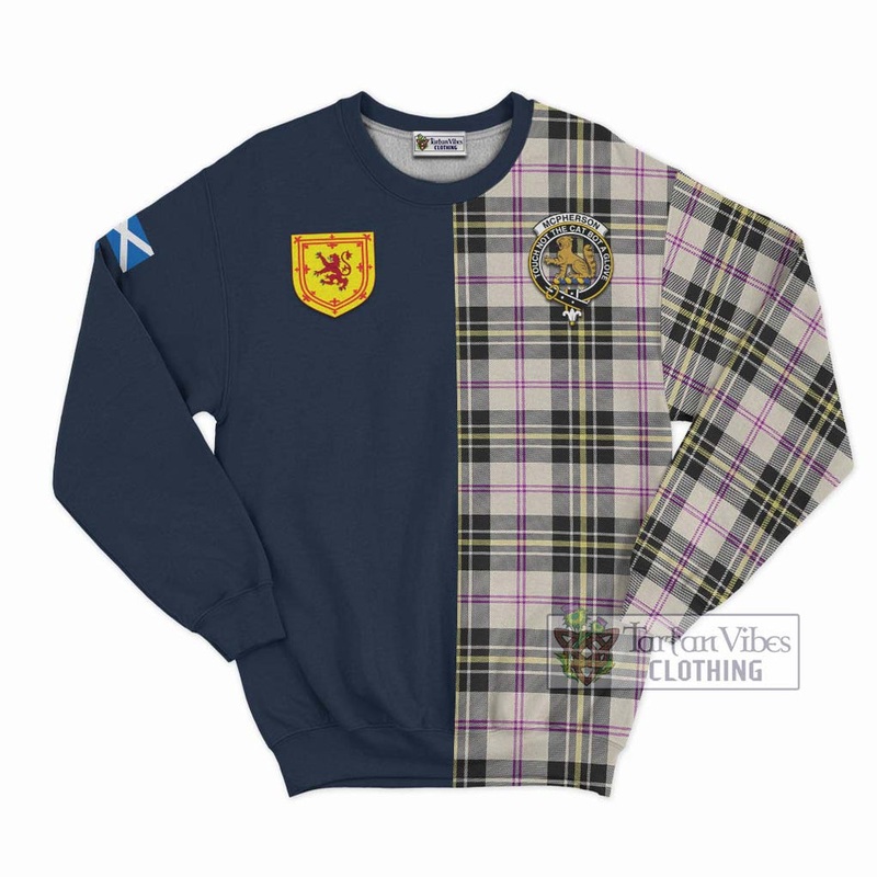 McPherson Dress Ancient Tartan Sweatshirt Alba with Scottish Lion Royal Arm Half Style