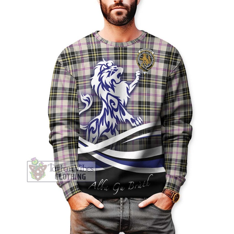 McPherson Dress Ancient Tartan Sweatshirt with Alba Gu Brath Regal Lion Emblem