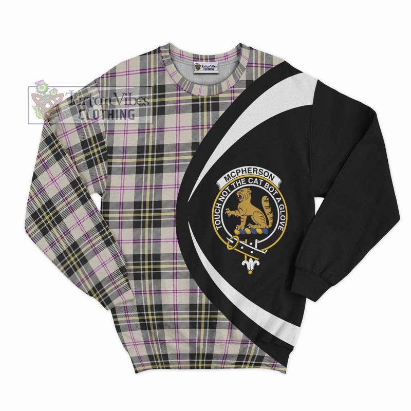 McPherson Dress Ancient Tartan Sweatshirt with Family Crest Circle Style