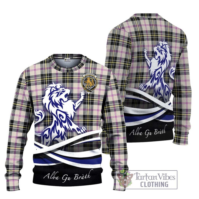 McPherson Dress Ancient Tartan Ugly Sweater with Alba Gu Brath Regal Lion Emblem