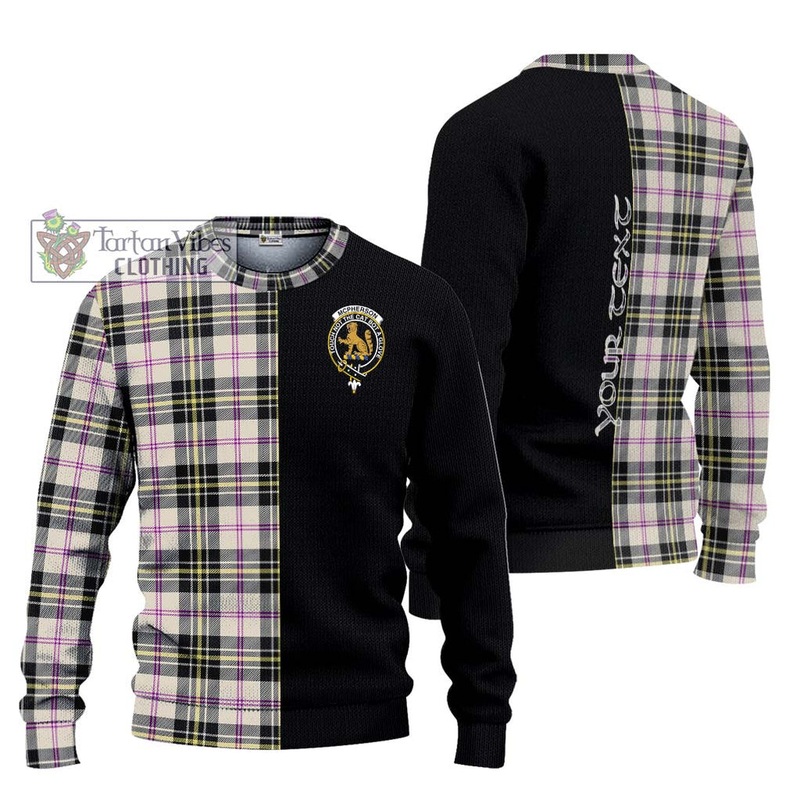 McPherson Dress Ancient Tartan Ugly Sweater with Family Crest and Half Of Me Style