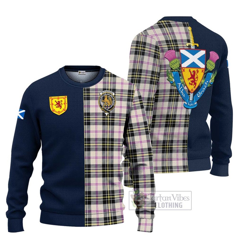 McPherson Dress Ancient Tartan Ugly Sweater with Scottish Lion Royal Arm Half Style