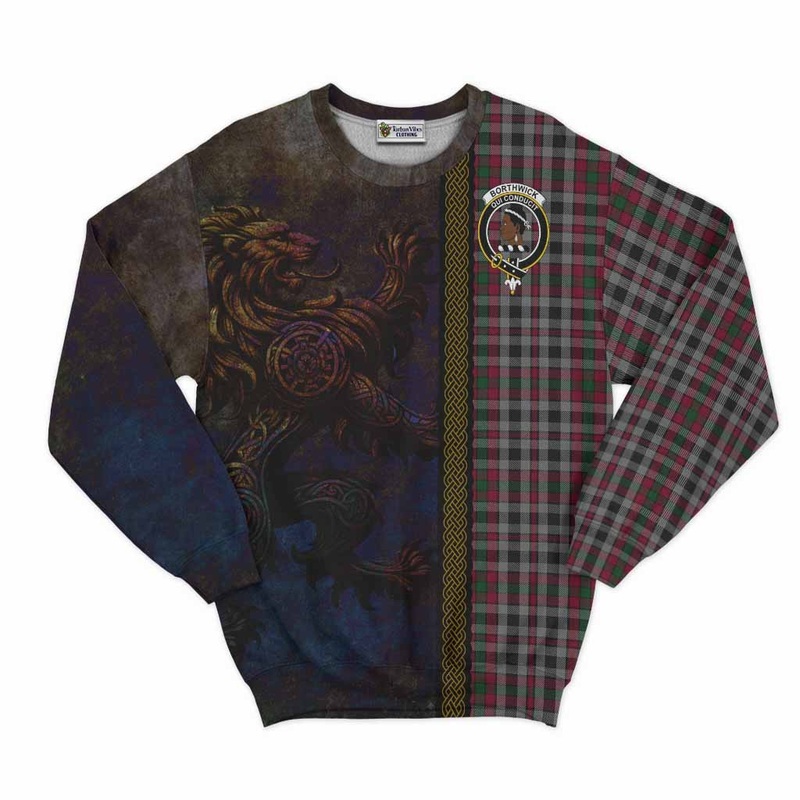 Borthwick Tartan Family Crest Sweatshirt Alba Gu Brath Be Brave Lion Ancient Style