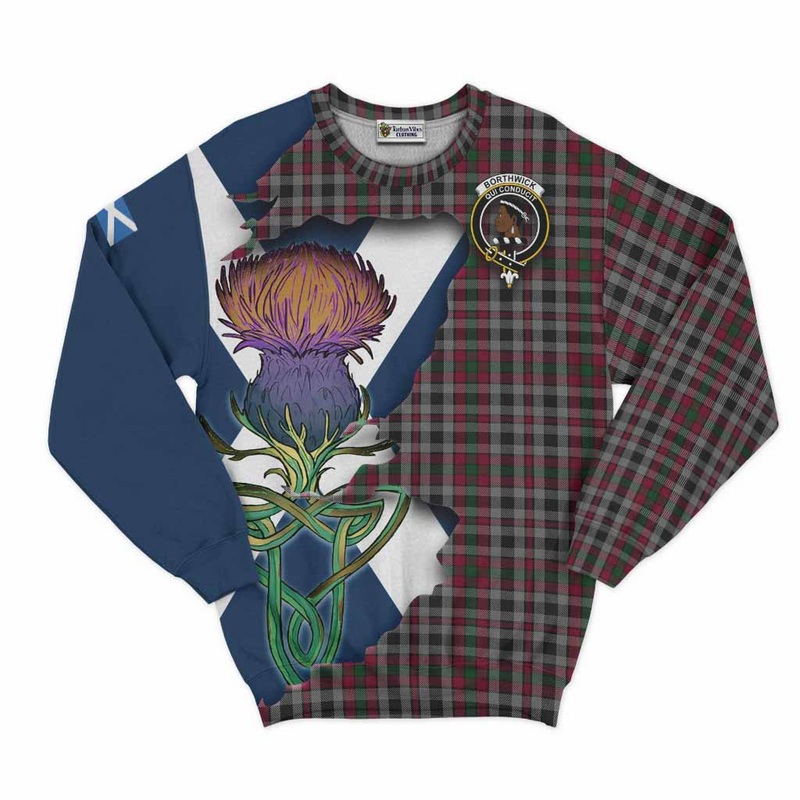 Borthwick Tartan Family Crest Sweatshirt Scottish Thistle Celtic Inspired