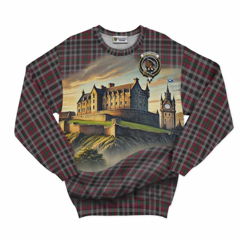 Borthwick Tartan Family Crest Sweatshirt with Scottish Ancient Castle Style