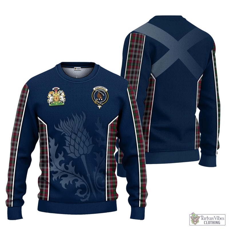 Borthwick Tartan Knitted Sweatshirt with Family Crest and Scottish Thistle Vibes Sport Style