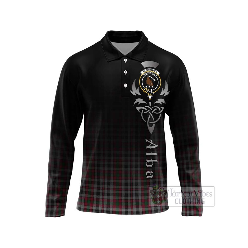 Borthwick Tartan Long Sleeve Polo Shirt Featuring Alba Gu Brath Family Crest Celtic Inspired