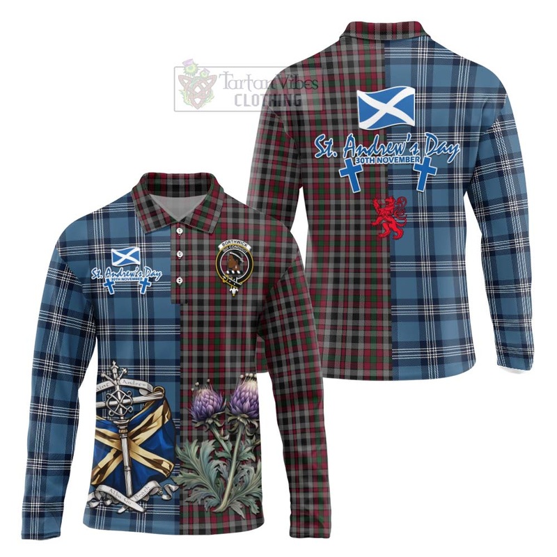 Borthwick Tartan Long Sleeve Polo Shirt Happy St. Andrew's Day Half Tartan Style