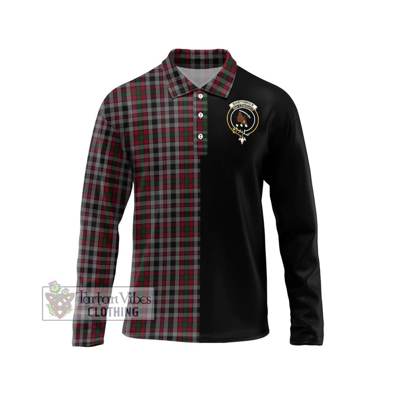 Borthwick Tartan Long Sleeve Polo Shirt with Family Crest and Half Of Me Style