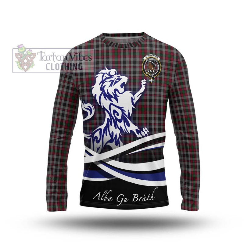 Borthwick Tartan Long Sleeve T-Shirt with Alba Gu Brath Regal Lion Emblem