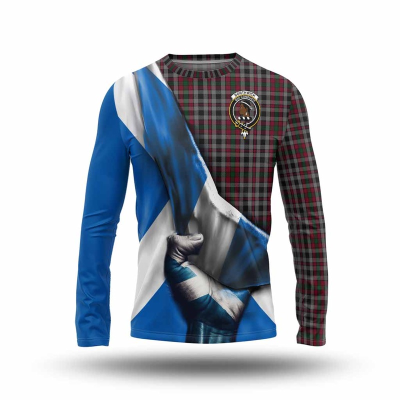 Borthwick Tartan Long Sleeve T-Shirt with Family Crest Scotland Patriotic Style