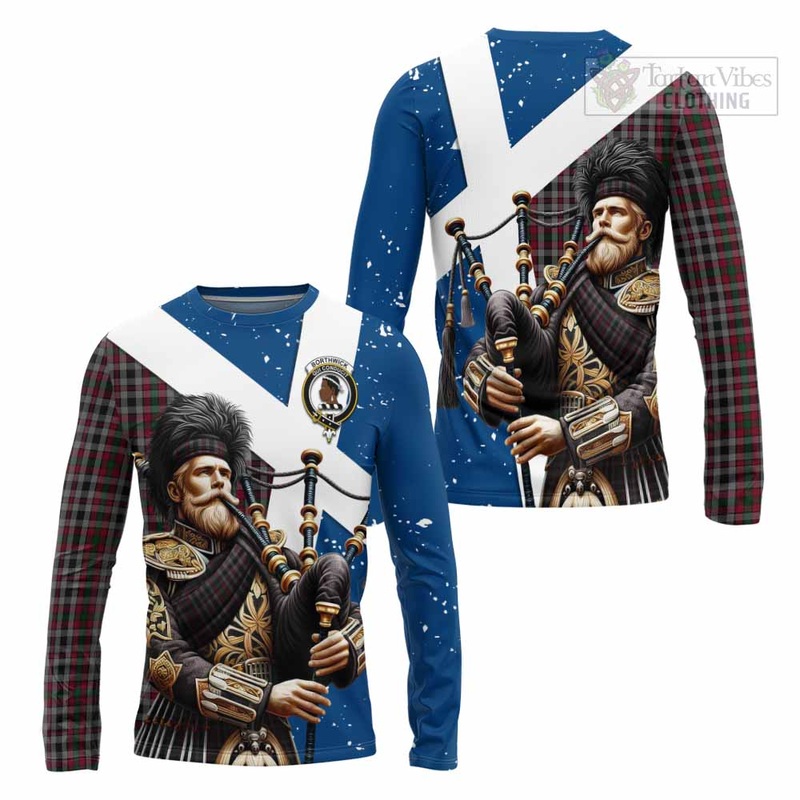 Borthwick Tartan Long Sleeve T-Shirt with Family Crest Scottish Bagpiper Vibes