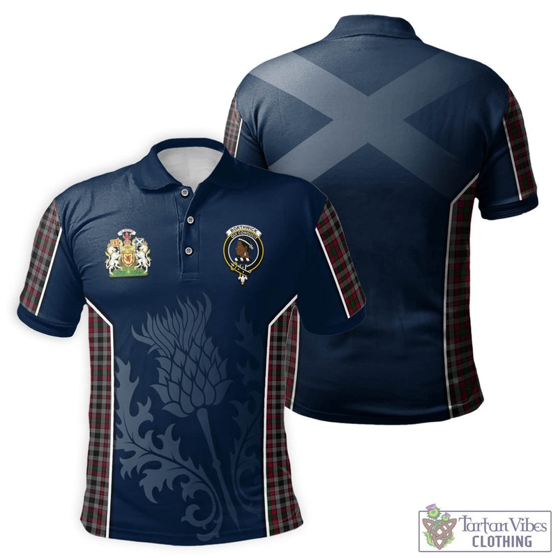 Borthwick Tartan Men's Polo Shirt with Family Crest and Scottish Thistle Vibes Sport Style