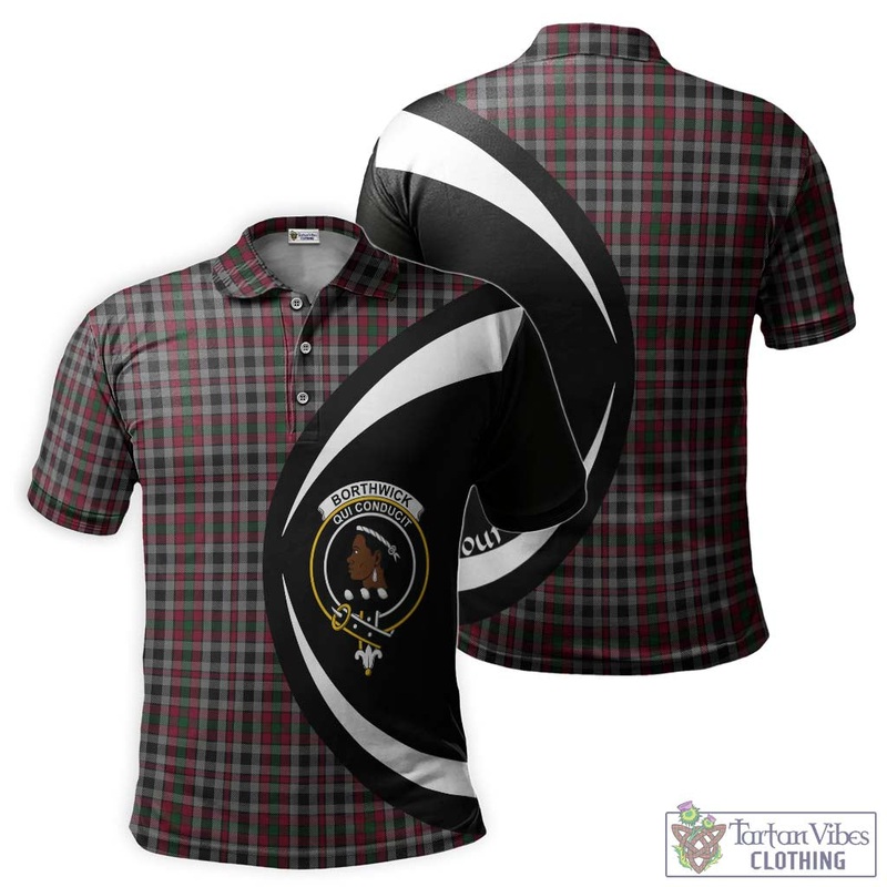 Borthwick Tartan Men's Polo Shirt with Family Crest Circle Style