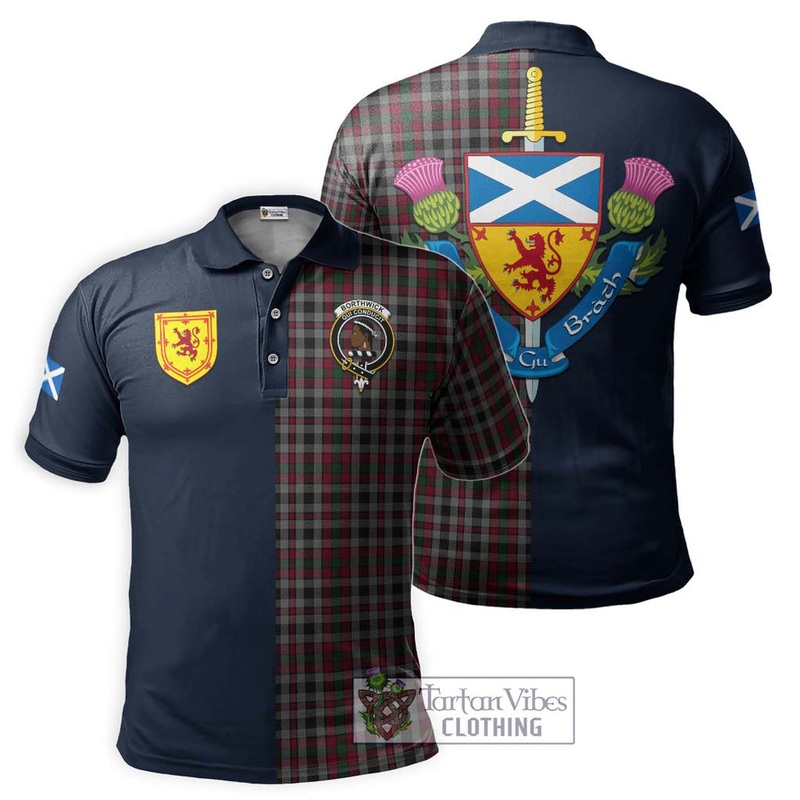 Borthwick Tartan Polo Shirt Alba with Scottish Lion Royal Arm Half Style
