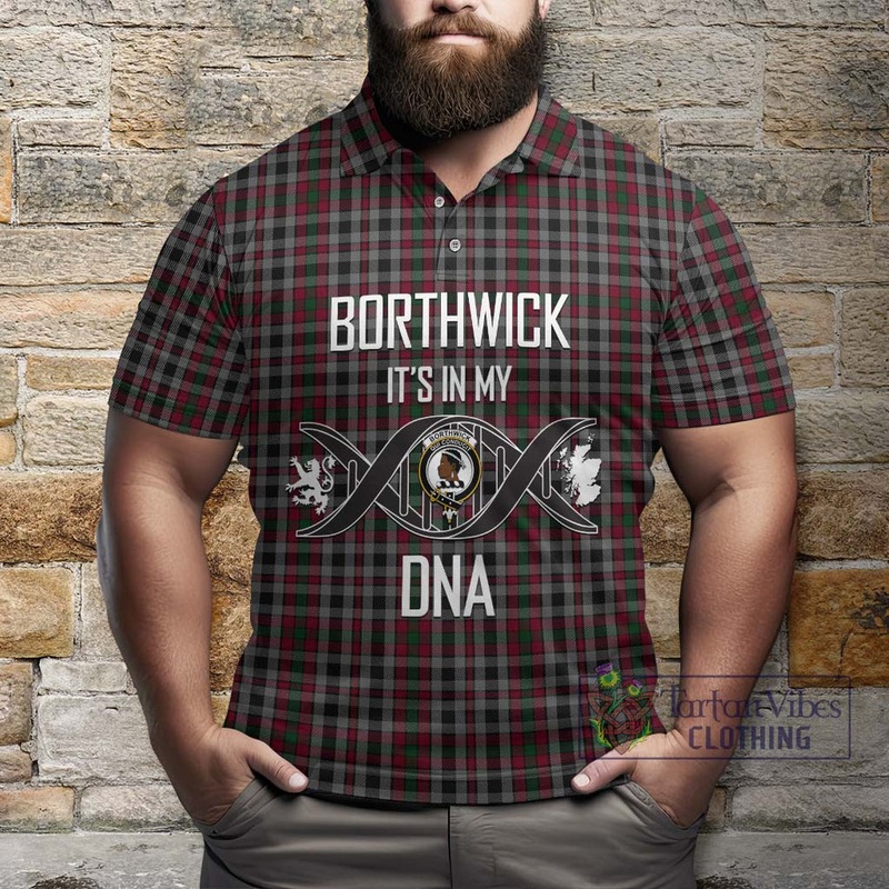 Borthwick Tartan Polo Shirt with Family Crest DNA In Me Style