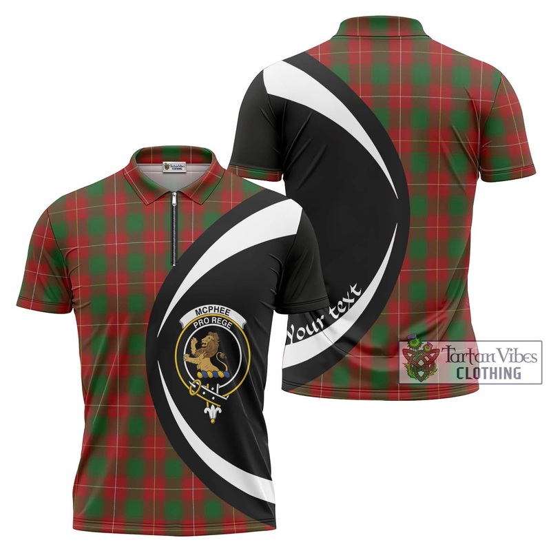 McPhee Tartan Zipper Polo Shirt with Family Crest Circle Style