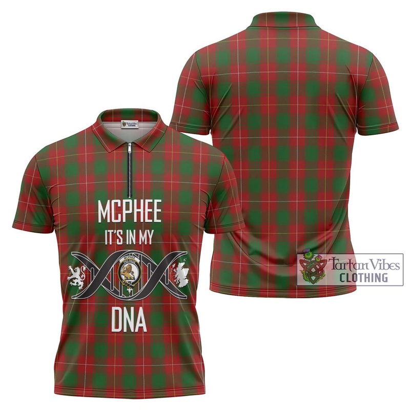 McPhee Tartan Zipper Polo Shirt with Family Crest DNA In Me Style