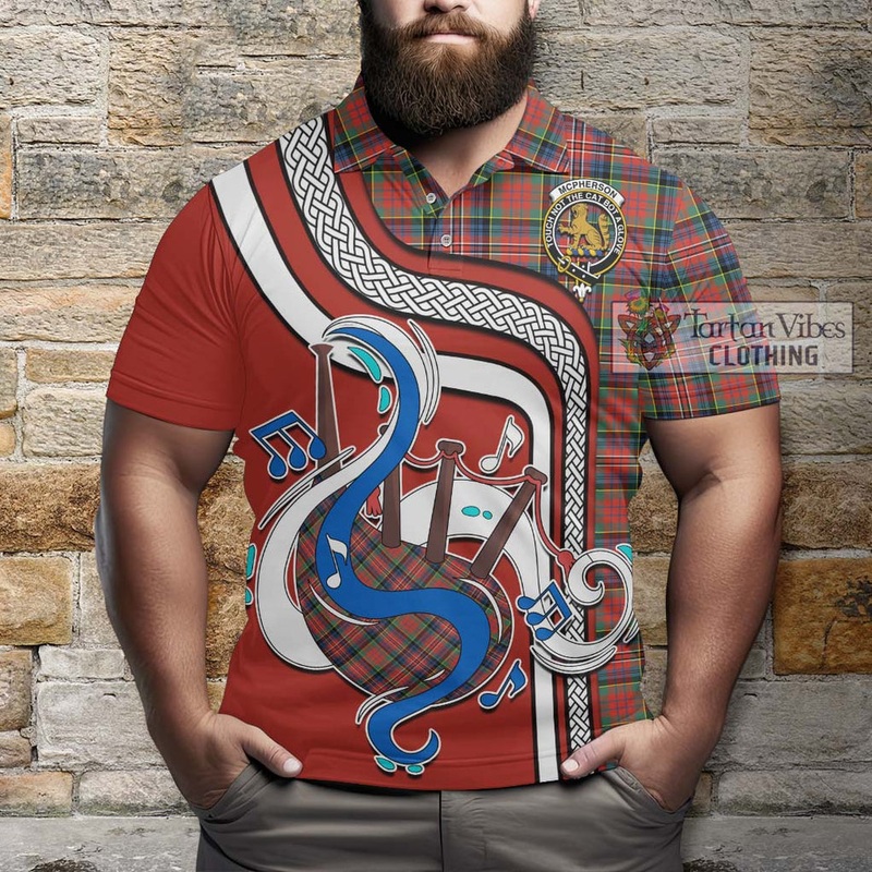 McPherson Ancient Tartan Polo Shirt with Epic Bagpipe Style