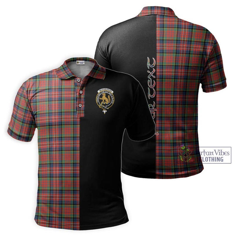 McPherson Ancient Tartan Polo Shirt with Family Crest and Half Of Me Style