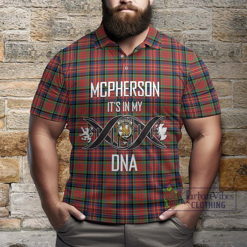 McPherson Ancient Tartan Polo Shirt with Family Crest DNA In Me Style
